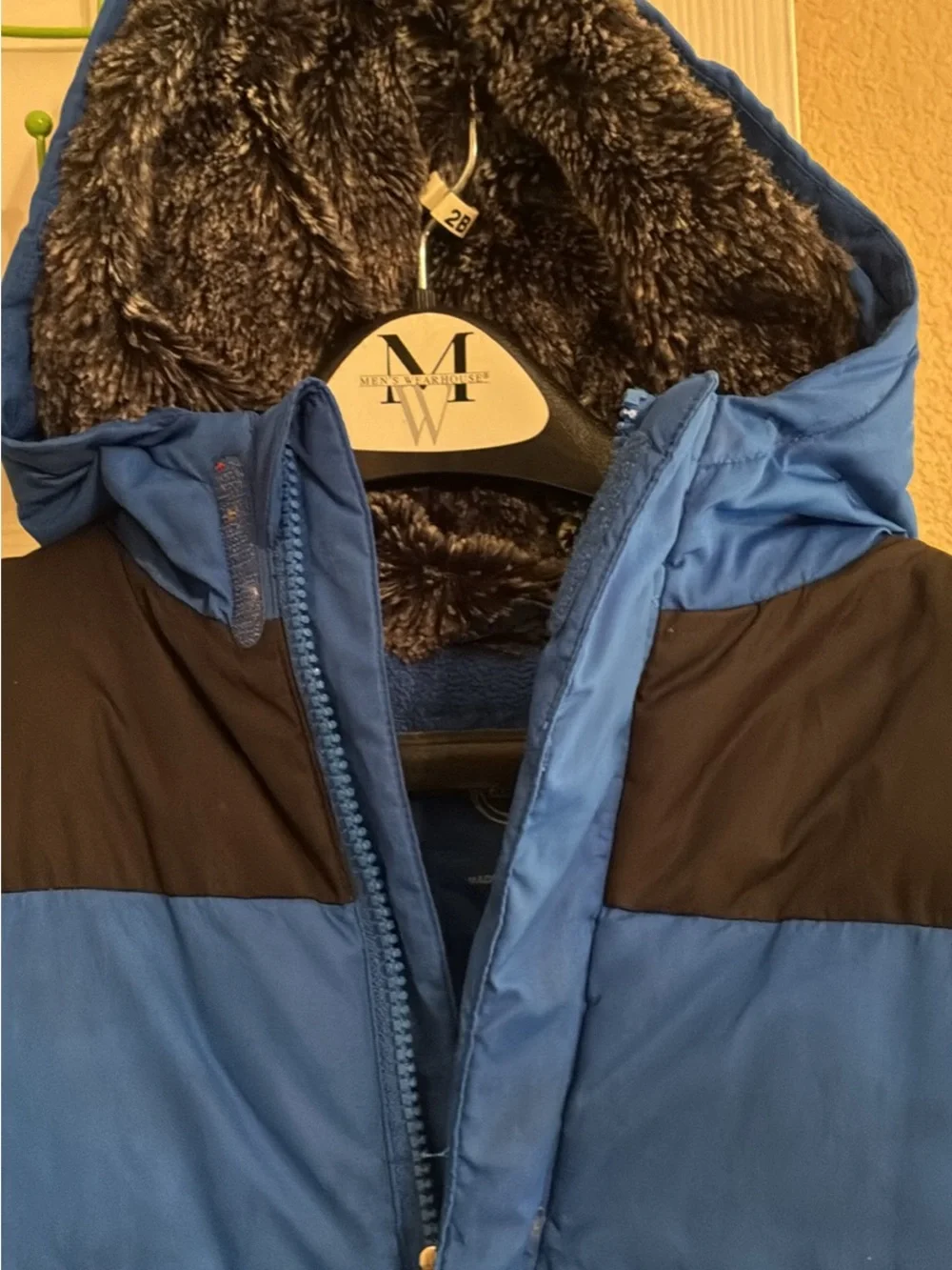 wonder nation Blue and Black Hooded Puffer Jacket